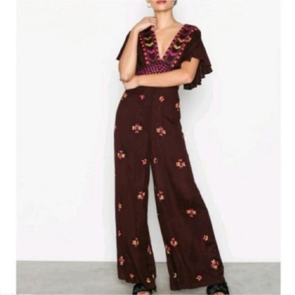 Free People Pants - Free People Cleo Embroidered Size 4 Jumpsuit
